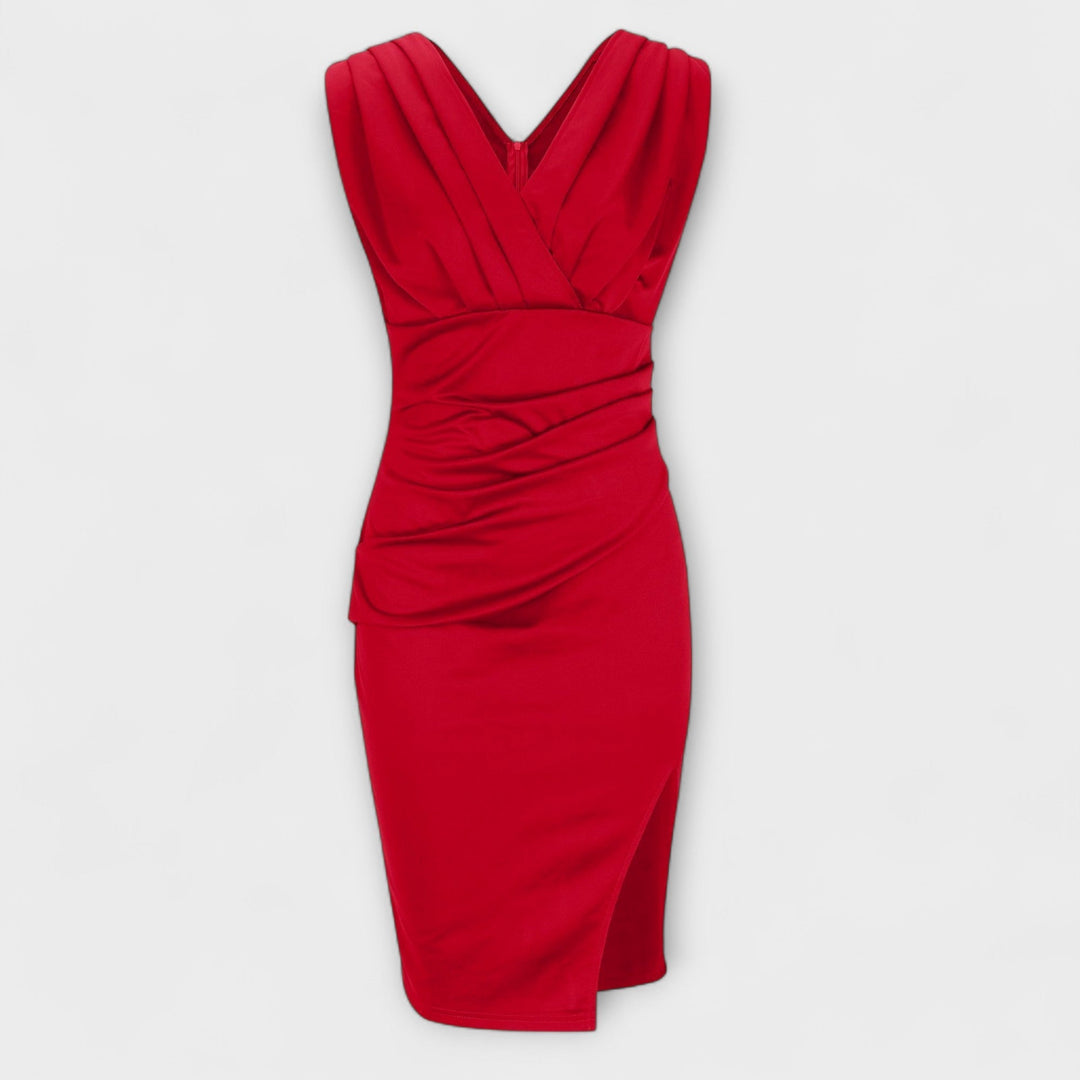 Desi - V-Ausschnitt Split Kleid