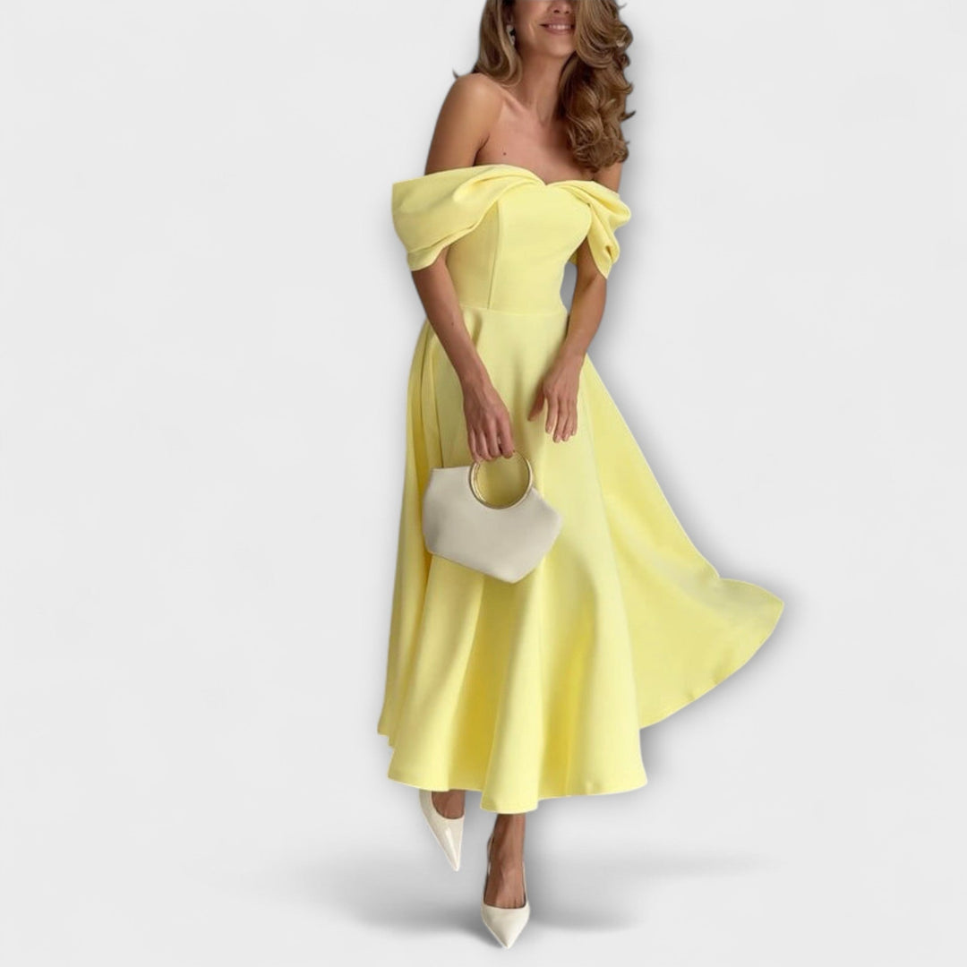 Romy - Schickes Off-the-Shoulder Drapiertes Maxikleid