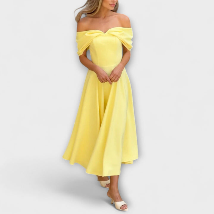 Romy - Schickes Off-the-Shoulder Drapiertes Maxikleid