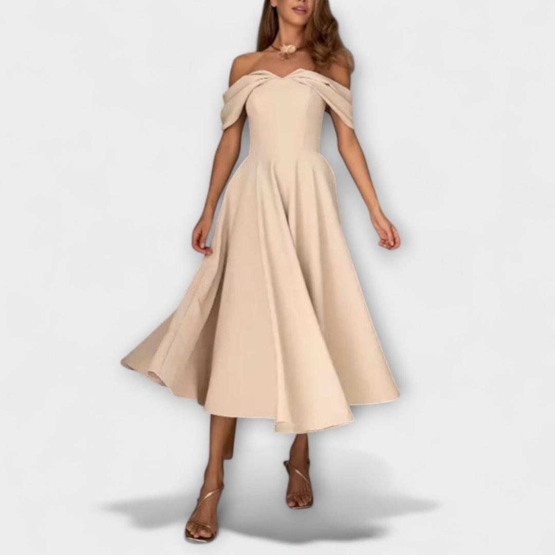 Romy - Schickes Off-the-Shoulder Drapiertes Maxikleid