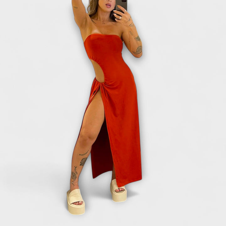 Winona - Bandeau-Tie Bodysuit-Kleid mit Seitenschlitzen