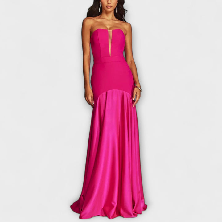 Vada - Schulterfreies Maxikleid mit V-Ausschnitt