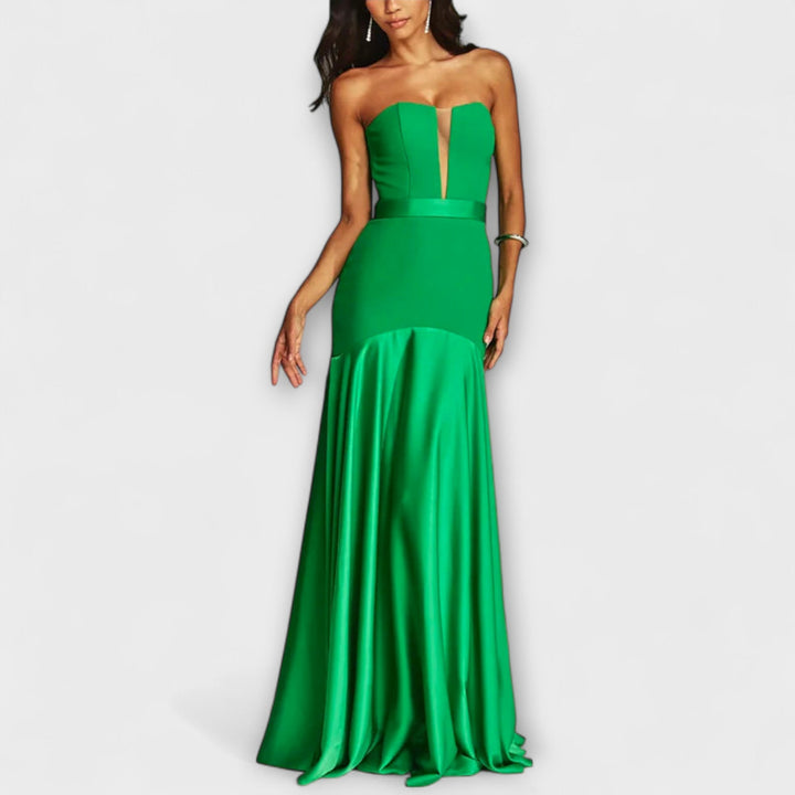 Vada - Schulterfreies Maxikleid mit V-Ausschnitt