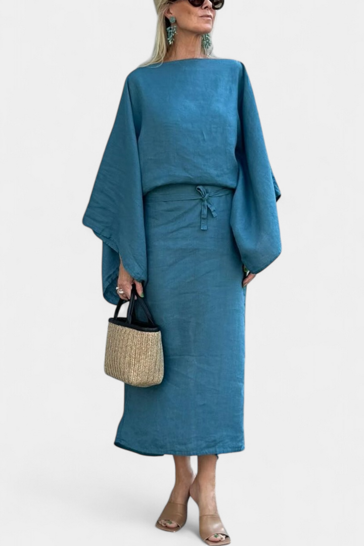 Kamilia – Leinenkleid mit Kimono-Silhouette