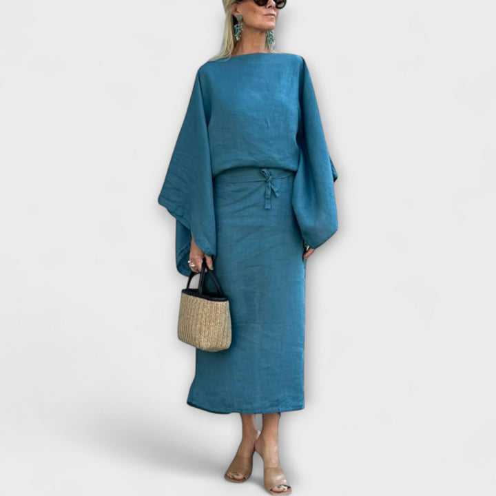 Dana - Kimono Kleid aus Leinen und Baumwolle
