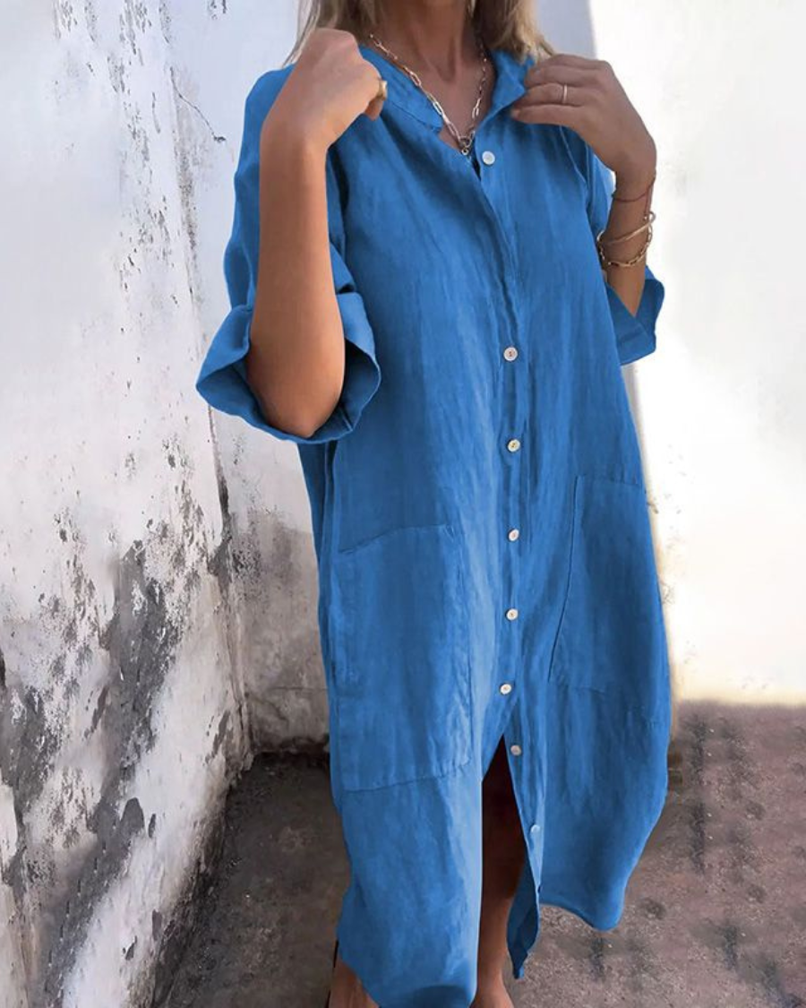 MELANY - LÄSSIGES HEMDKLEID IN KNIELÄNGE