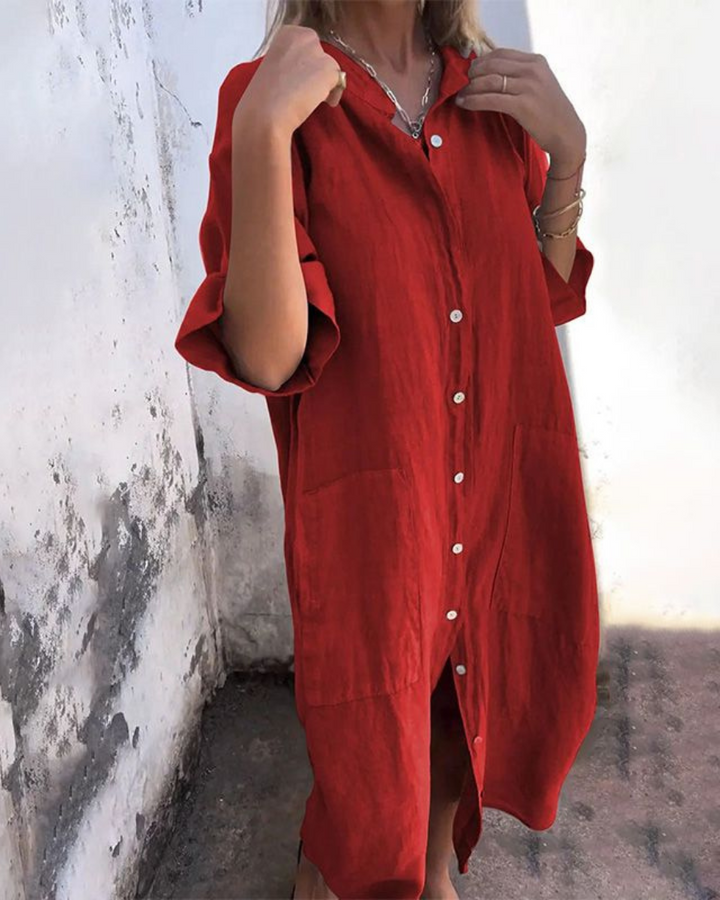 MELANY - LÄSSIGES HEMDKLEID IN KNIELÄNGE