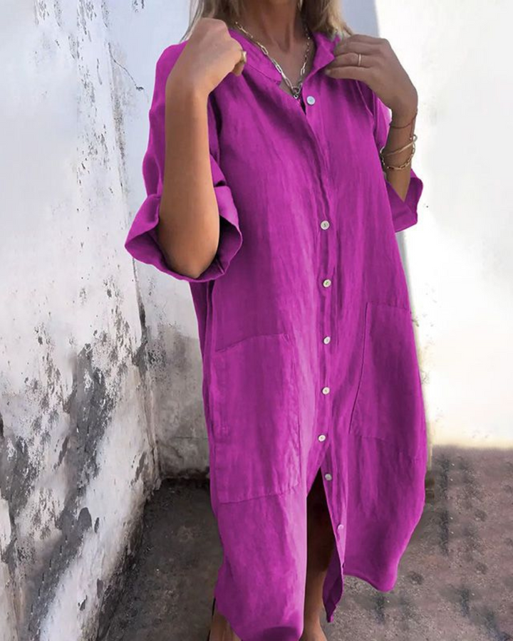 MELANY - LÄSSIGES HEMDKLEID IN KNIELÄNGE
