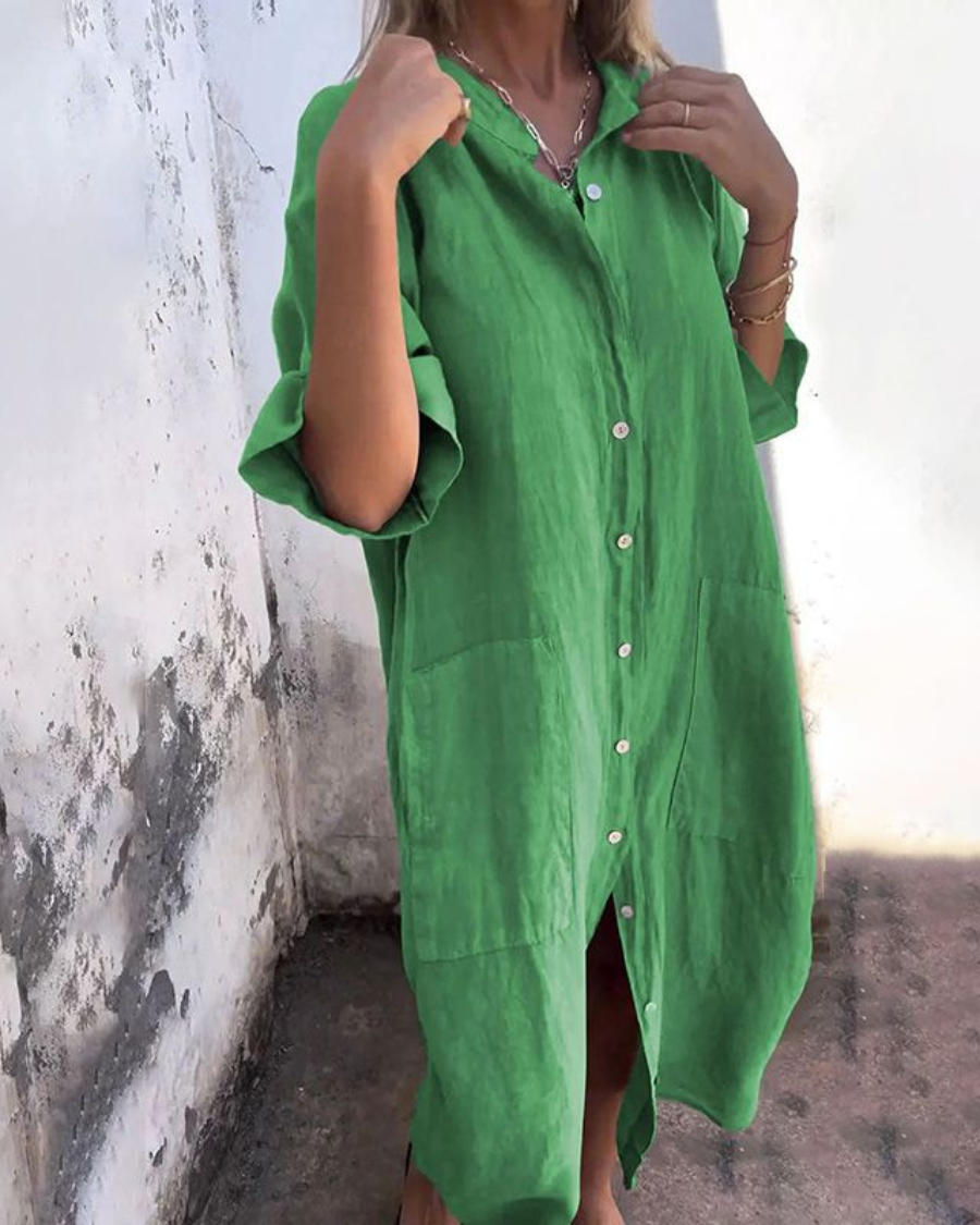 MELANY - LÄSSIGES HEMDKLEID IN KNIELÄNGE