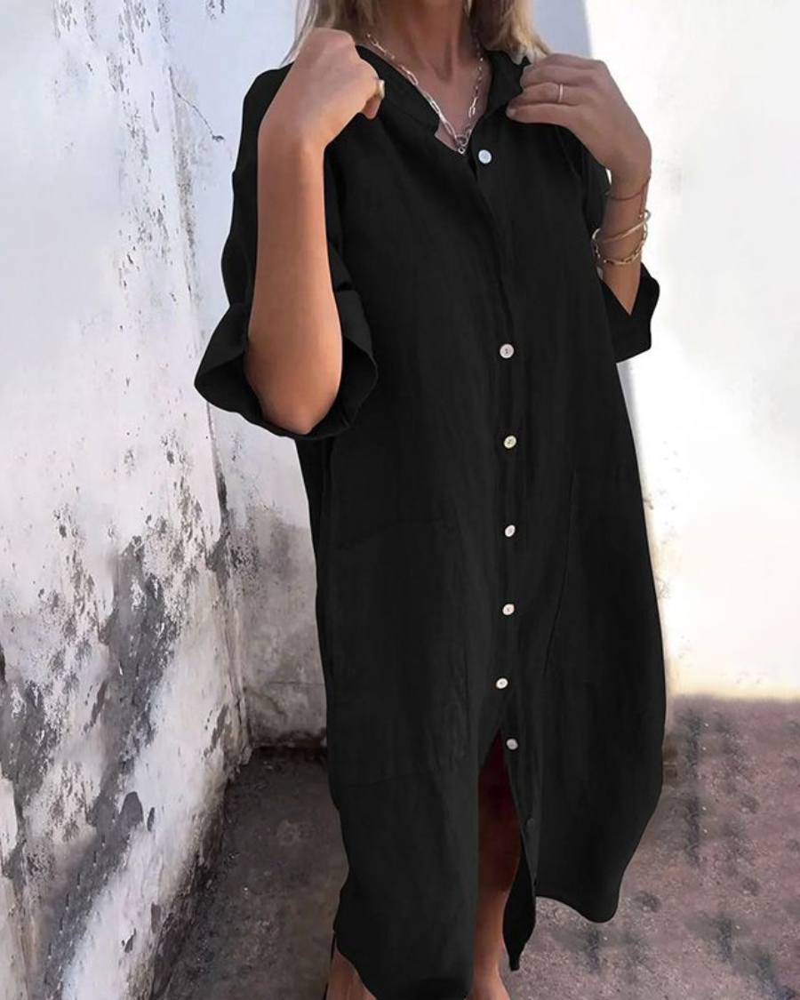 MELANY - LÄSSIGES HEMDKLEID IN KNIELÄNGE
