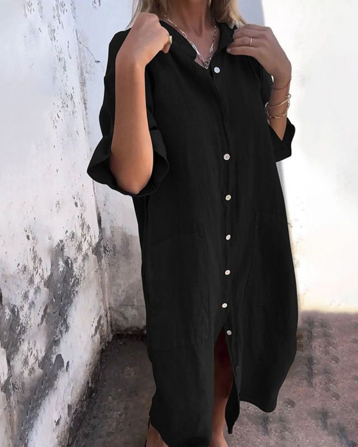MELANY - LÄSSIGES HEMDKLEID IN KNIELÄNGE
