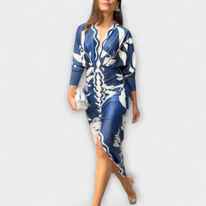 Cleo - Einzigartiges Dolman-Midikleid mit brasilianischem Print