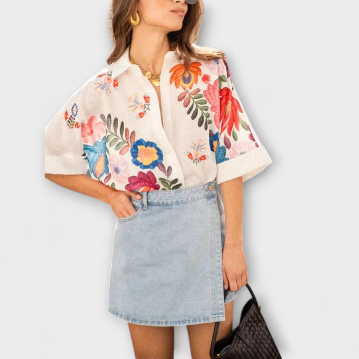 Ziva - Carla Kurzarmhemd mit Blumenmuster