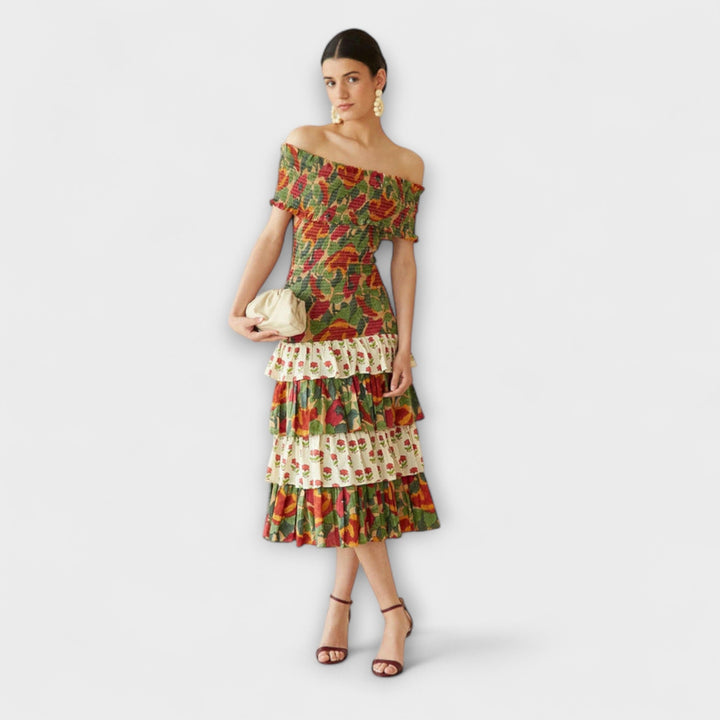 Harriet - Lebhaftes Mai-Midi-Kleid