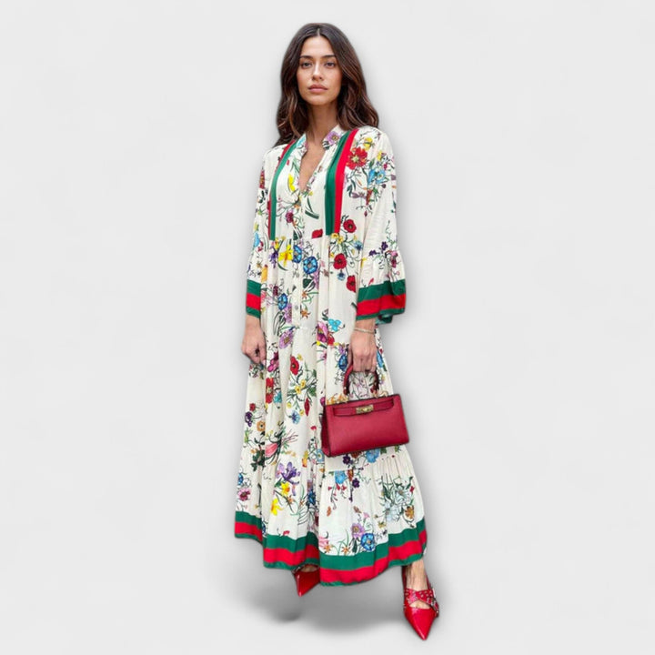 Oriana - Maxikleid mit floralen Druck und Glockenärmeln für Resort Wear