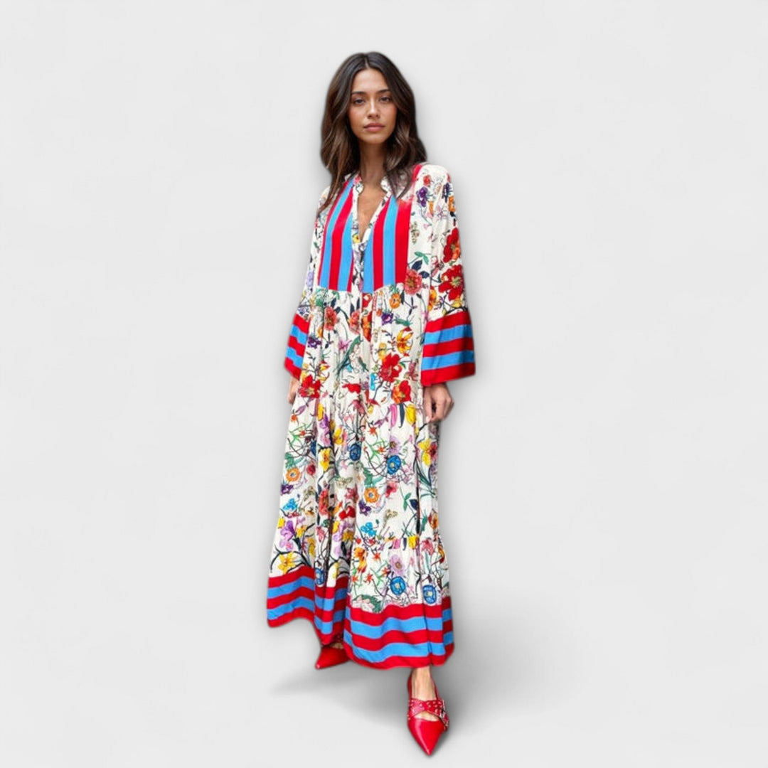 Oriana - Maxikleid mit floralen Druck und Glockenärmeln für Resort Wear