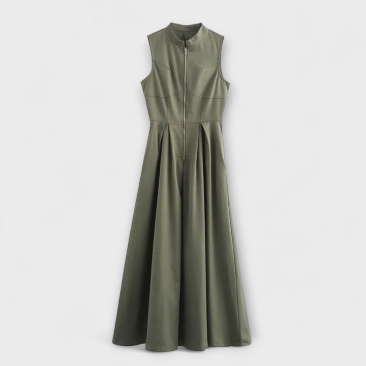 Ärmelloses Plissee Bodycon Midi Kleid