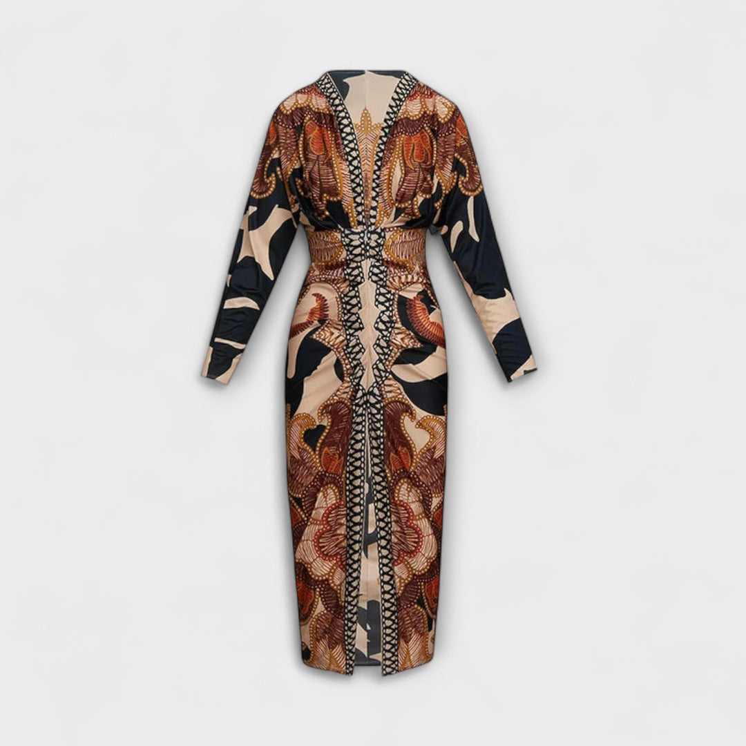 Cleo - Einzigartiges Dolman-Midikleid mit brasilianischem Print