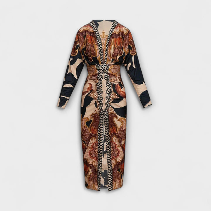 Cleo - Einzigartiges Dolman-Midikleid mit brasilianischem Print