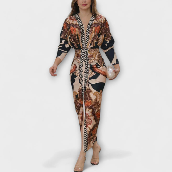 Cleo - Einzigartiges Dolman-Midikleid mit brasilianischem Print