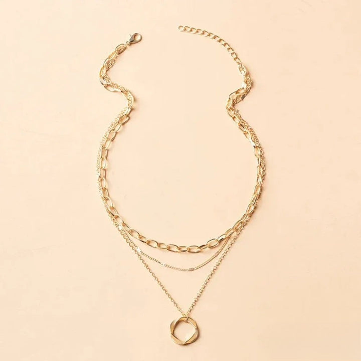 Retro Gold Layered Halskette