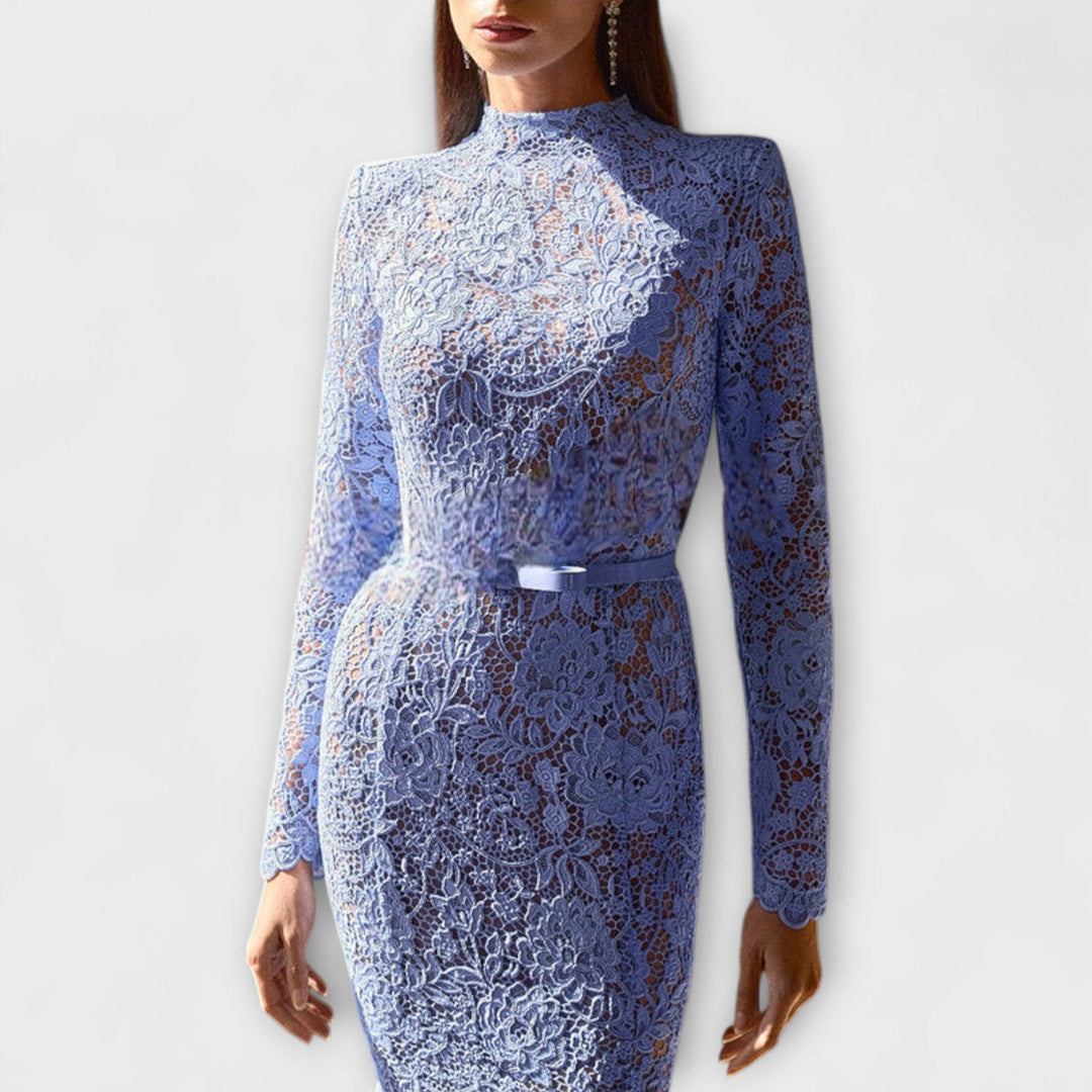 Freya - Elegantes Midi-Kleid aus floraler Spitze