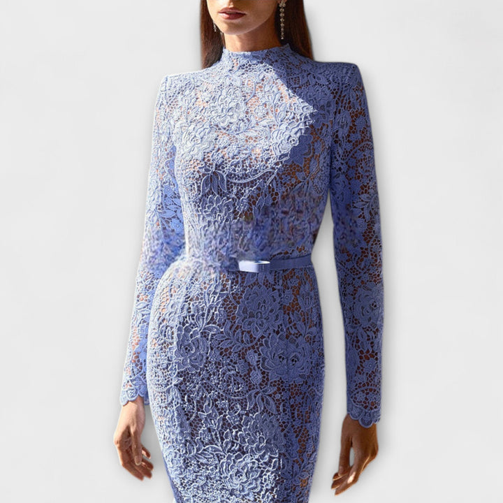 Freya - Elegantes Midi-Kleid aus floraler Spitze
