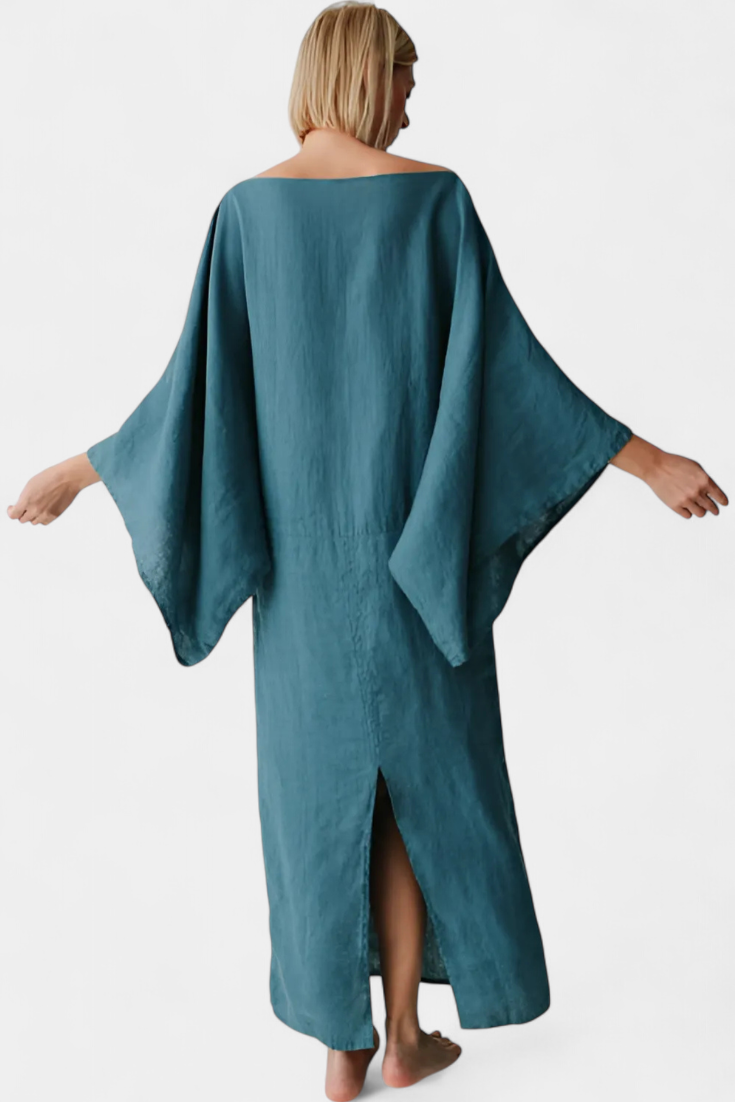 Kamilia – Leinenkleid mit Kimono-Silhouette