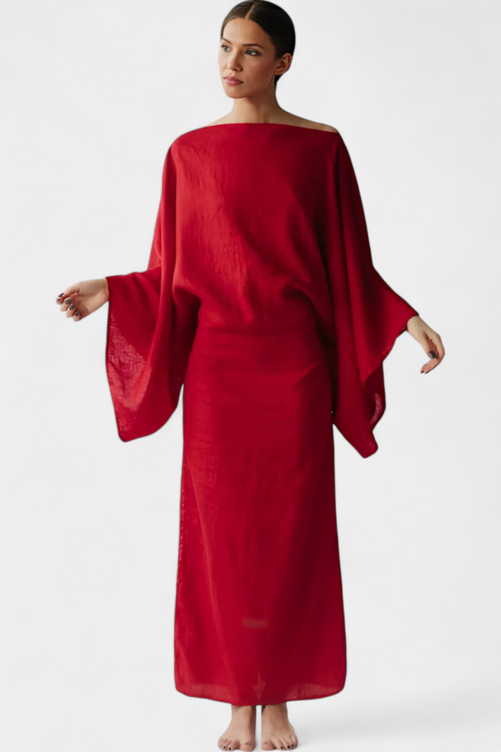 Kamilia – Leinenkleid mit Kimono-Silhouette